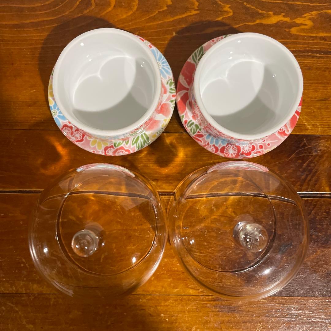 【レア・新品・未使用】有田焼 ドーム型食器 蓋物 ガラス蓋 友禅