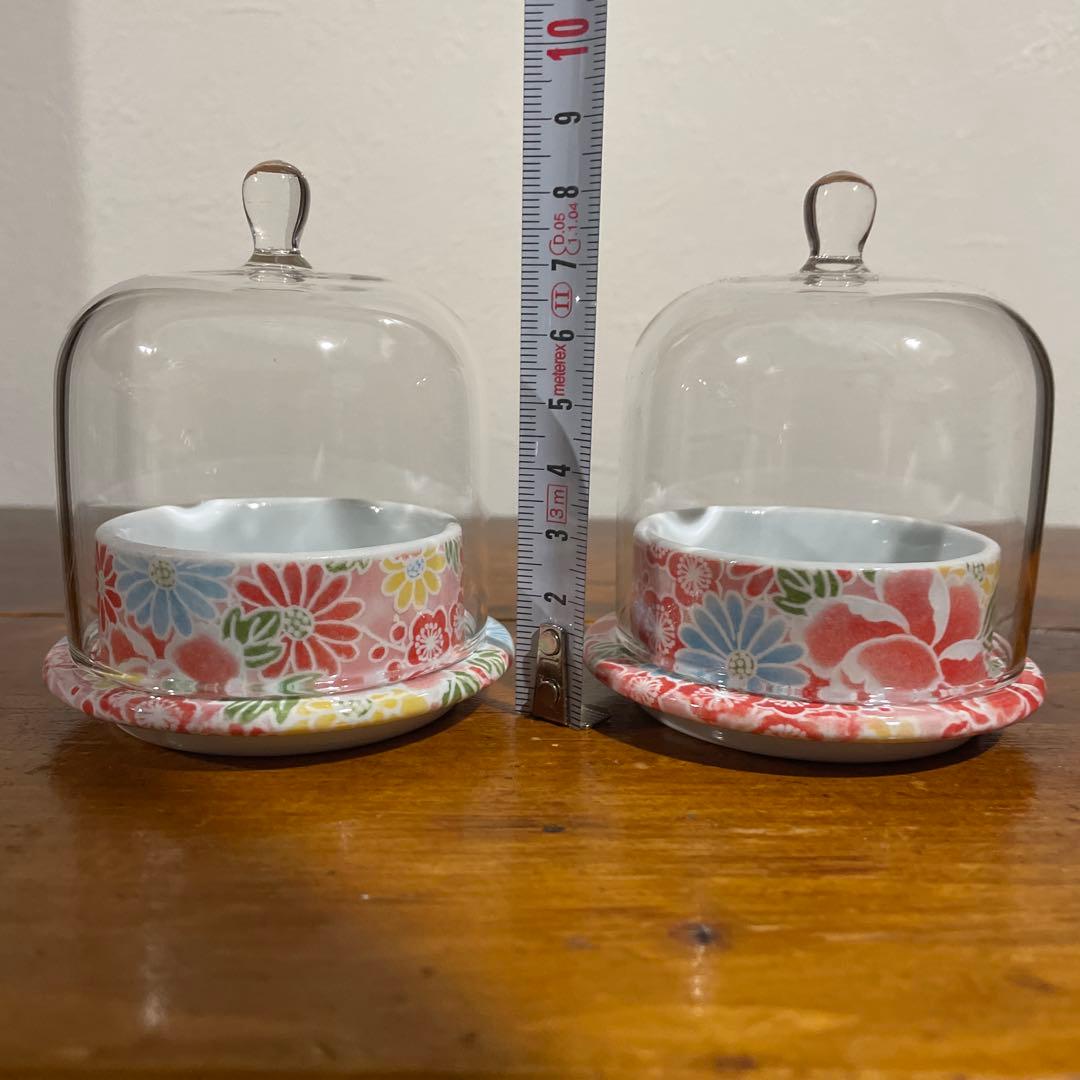 【レア・新品・未使用】有田焼 ドーム型食器 蓋物 ガラス蓋 友禅
