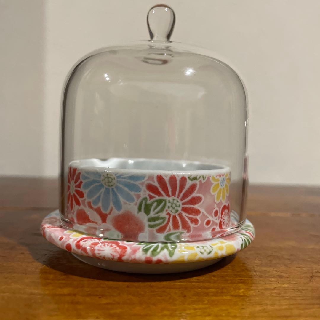 【レア・新品・未使用】有田焼 ドーム型食器 蓋物 ガラス蓋 友禅