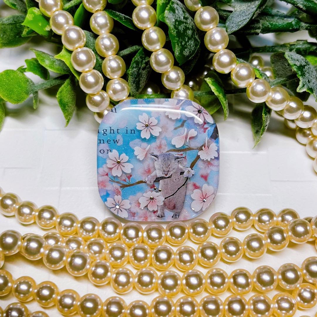 ゆきそら様お取置きです。レジンヘアゴム ぶら下がり猫ちゃん 桜の枝No.907