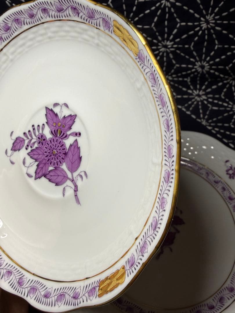 ヘレンド　未使用品　HEREND アポニー　紫　カップ＆ソーサー　トリオ