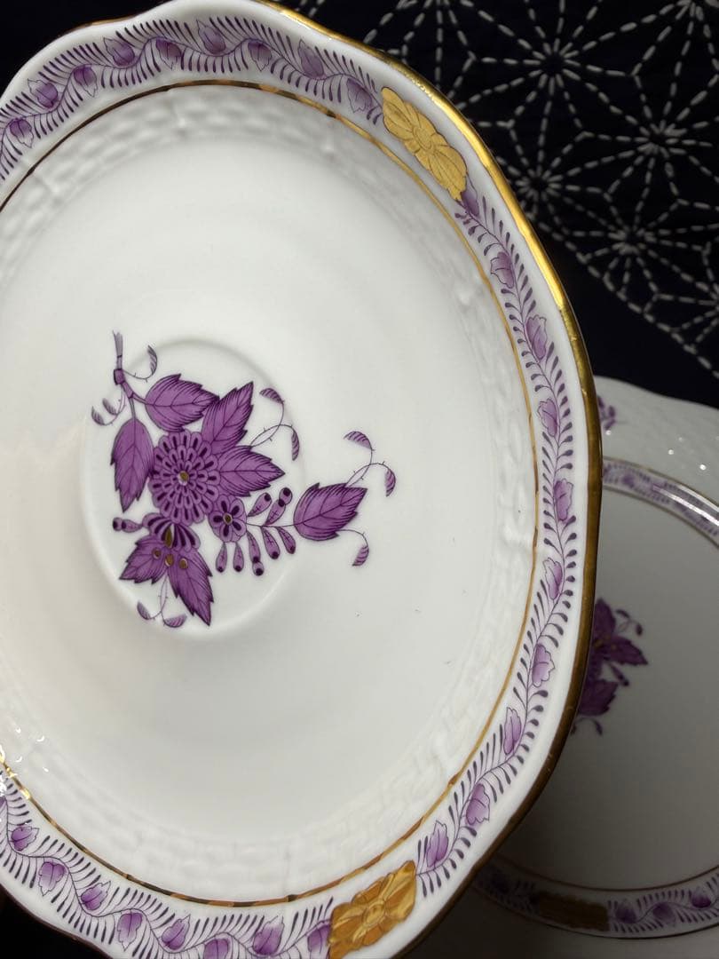 ヘレンド　未使用品　HEREND アポニー　紫　カップ＆ソーサー　トリオ