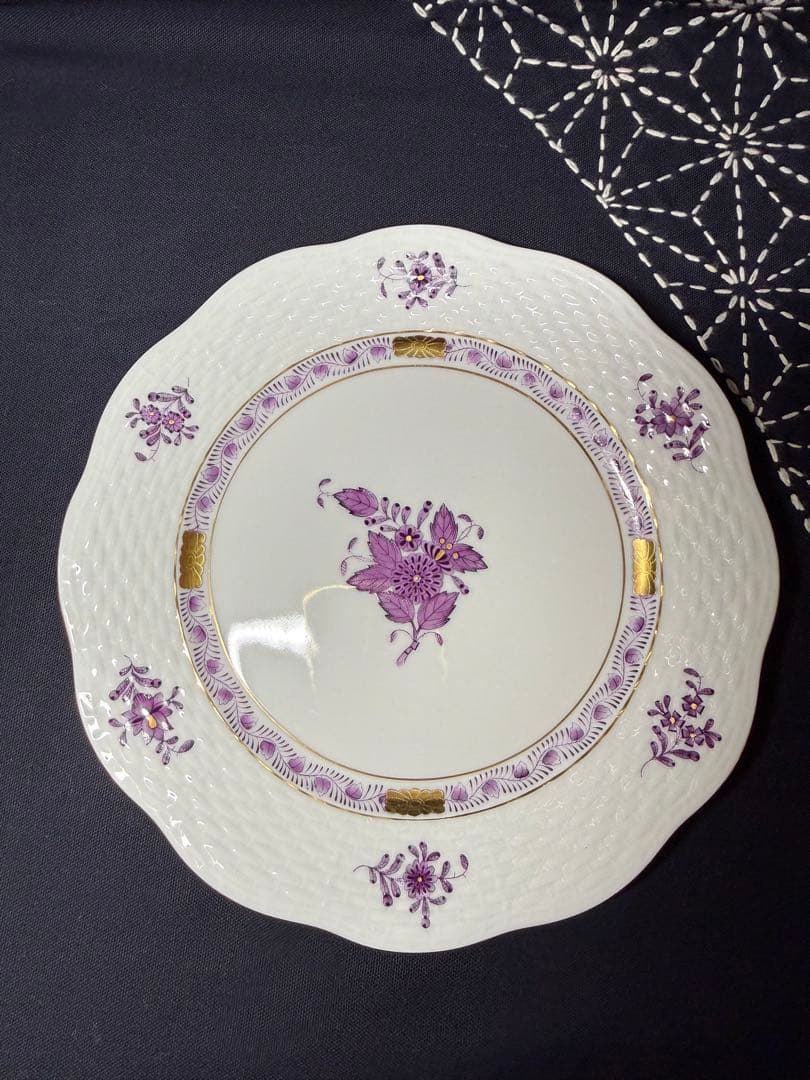 ヘレンド　未使用品　HEREND アポニー　紫　カップ＆ソーサー　トリオ