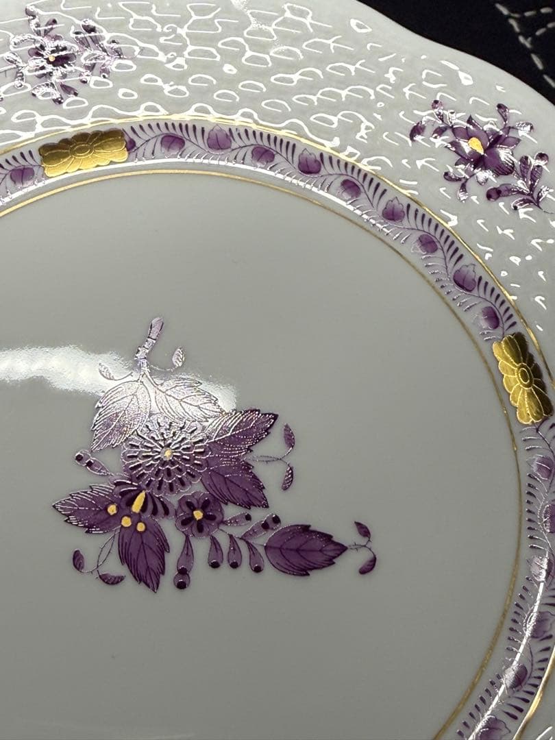 ヘレンド　未使用品　HEREND アポニー　紫　カップ＆ソーサー　トリオ