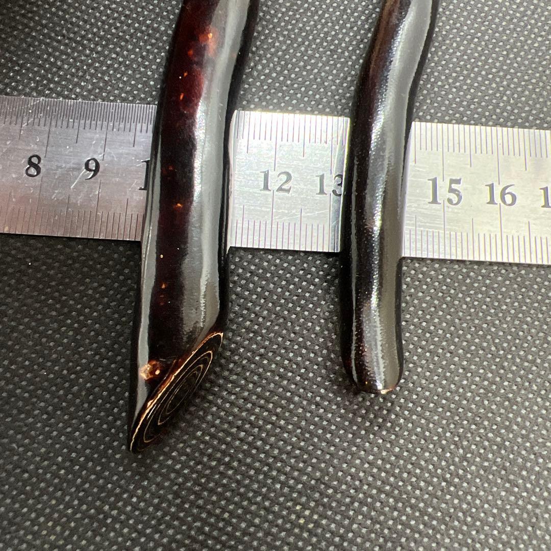 黒珊瑚　ハワイアンブラックコーラル　珊瑚枝柄スプーンとホーク　貝の彫物　珍品