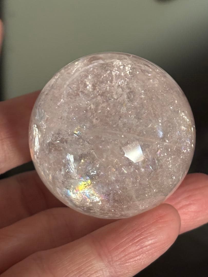 極上　ピンクアゼツライト　スフィア　4.40cm 虹だらけ　天然石