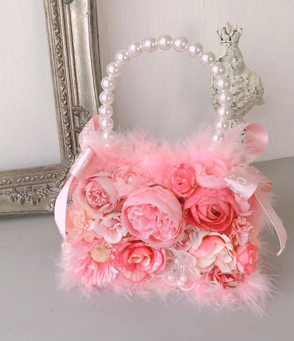 引越でセールです❣️ふわふわファー付ピンクのフラワーパールパック/光触媒加工
