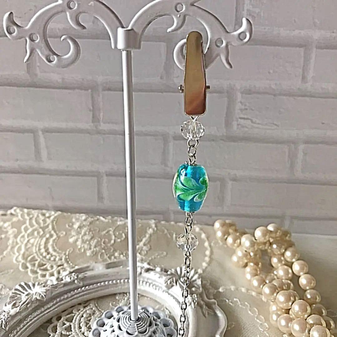 B26❤️ 帽子ストラップ　とんぼ玉　ランプワーク　帽子クリップ　帽子チェーン