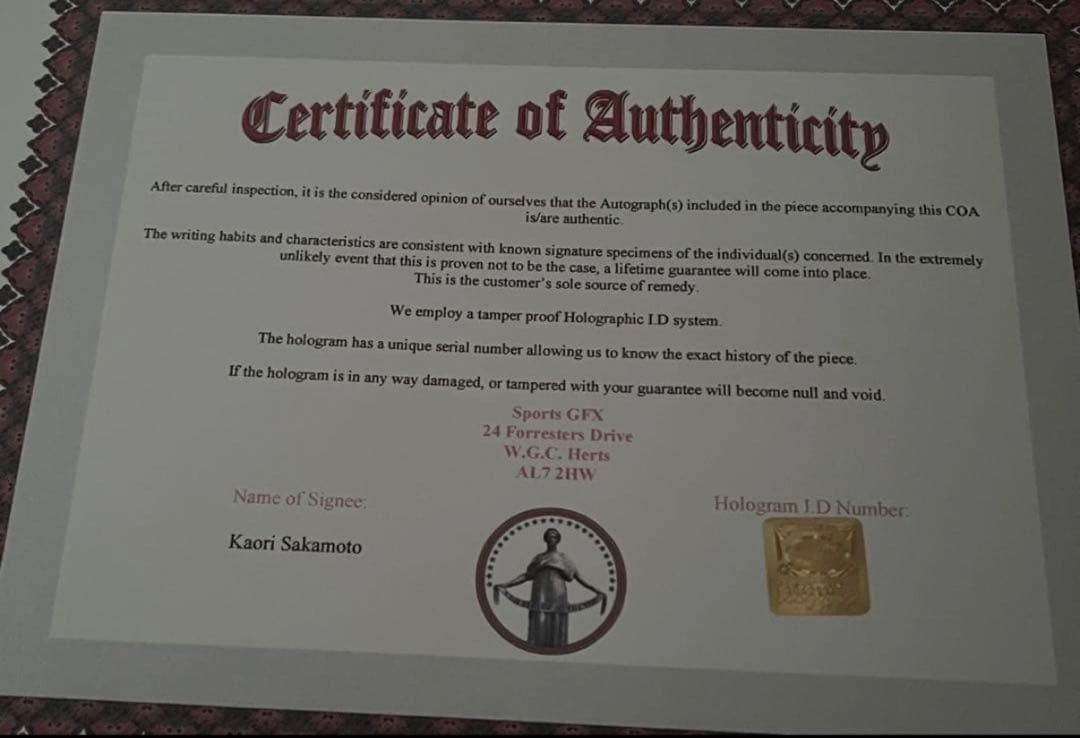 坂本花織 直筆サイン付き写真 女子フィギュアスケート 証明書付き 1枚⑥